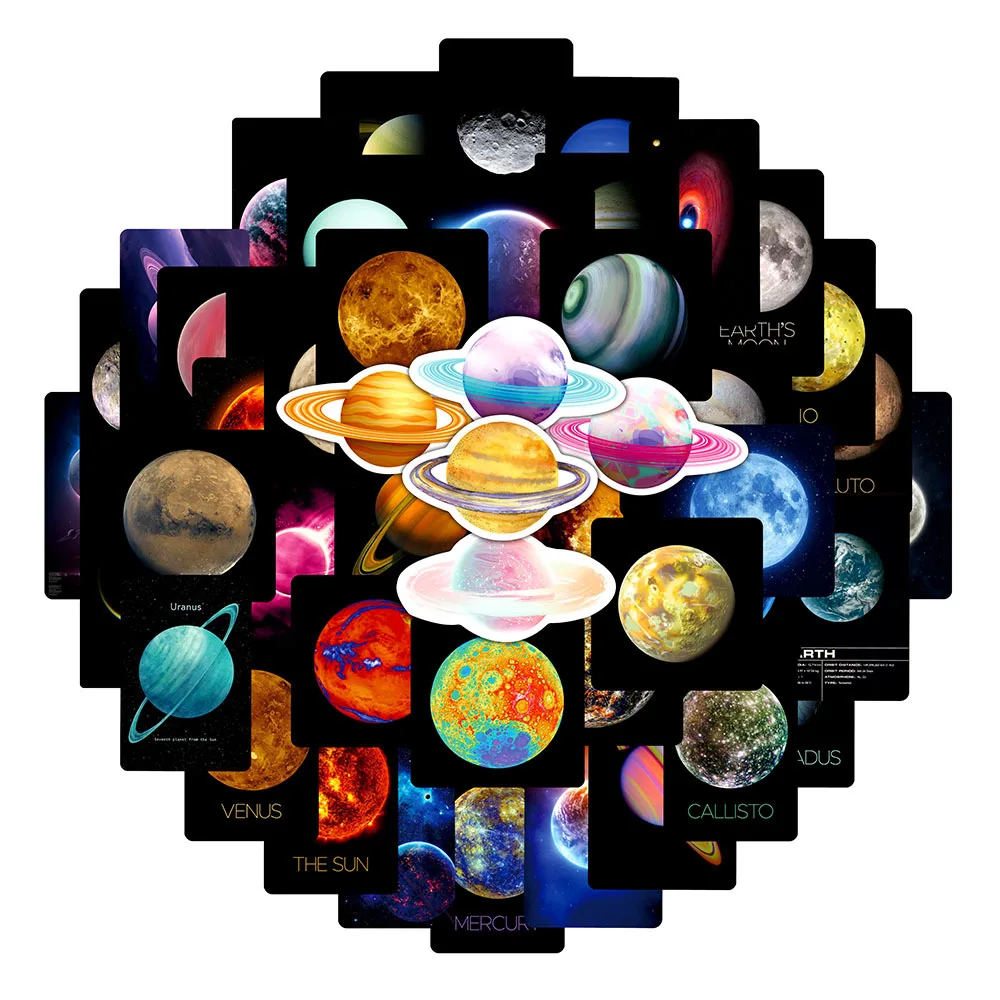 50pcs New Universe Planet Graffiti Stickers Electric Car Helmets TV Cups Trolley Box Stickers waterproof graffiti stickers