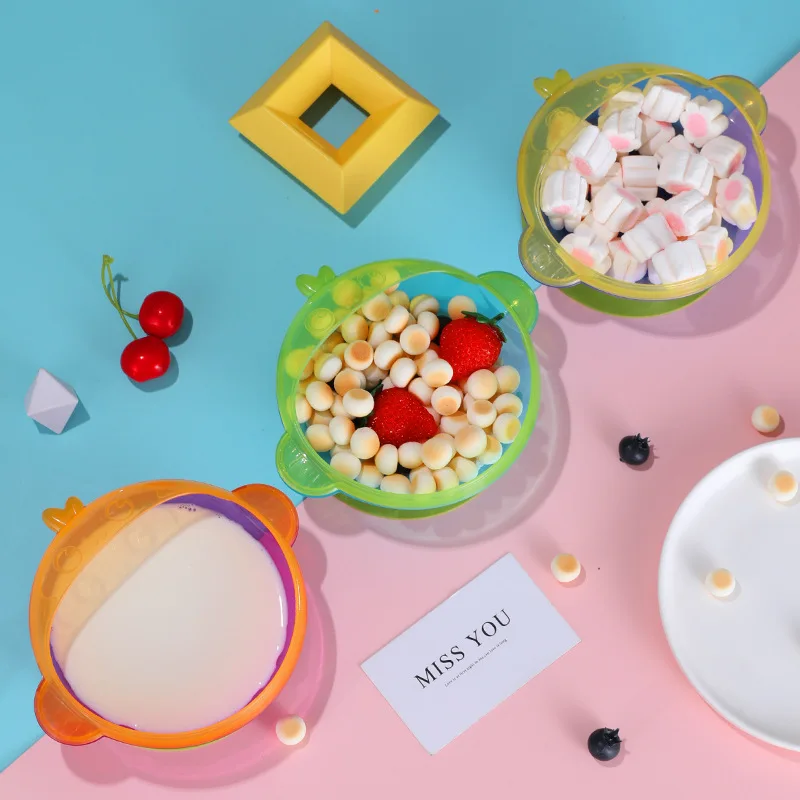 2022 New Baby sucker bowl Tableware Cartoon Monkey Shape Rice Bowl Solid Food Bowl Rotatable