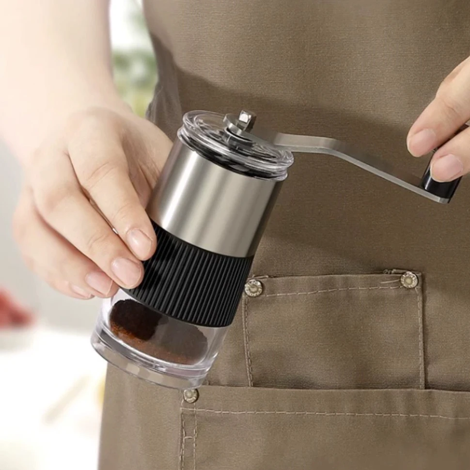 handheld Coffee Mill Custom Stainless Steel Portable Small Coffee Grinder Manual Externally Adjustable Grind Setting Ceramic