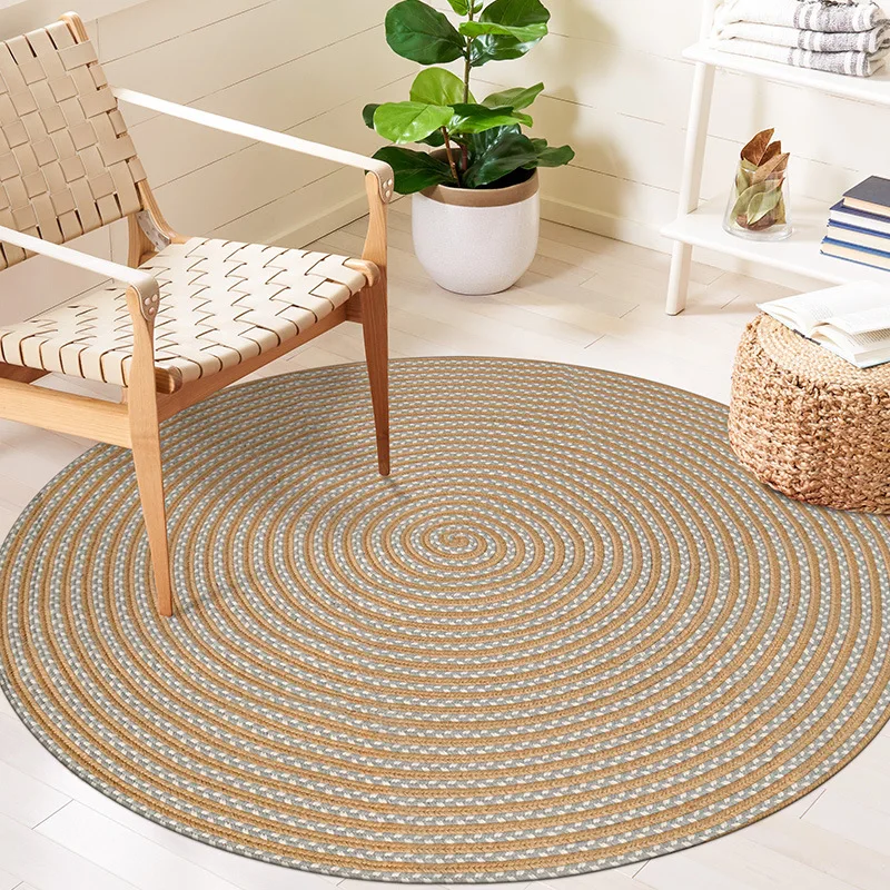 Handwoven cotton linen carpet living room coffee table sofa mat tea room bedroom bedside area rug