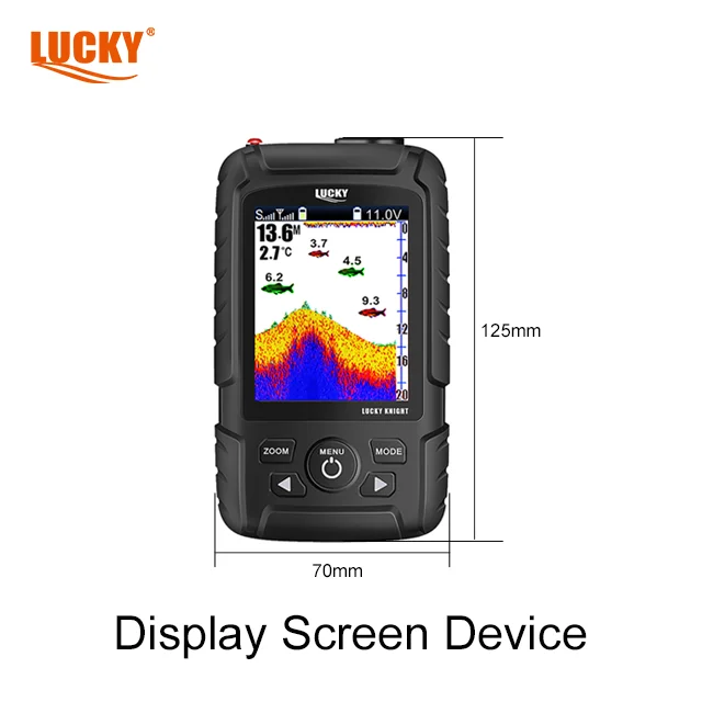 Lucky fishing equipment portable fish finder FF718LICD-LAT 2.8inch colored Dot-Matrix Display LA wireless sensor transducer