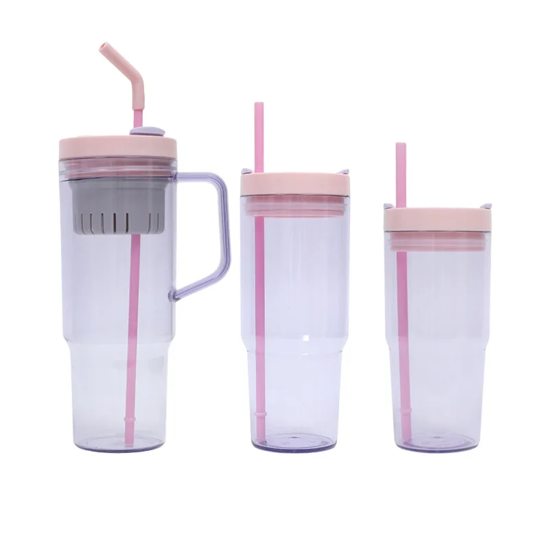 1200ml Plastic Eco-Friendly Sports Water Cup Handle Filter Vacuum Flasks with Tumbler Lid Straw-for Straight Cup Design Camping