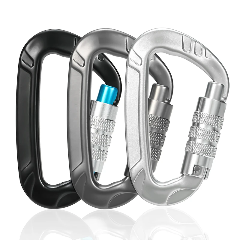 JRSGS 12kN Carabiner Aluminium Screw Locking Hammock Light Weight Clips Snap Hook Outdoor Camping S7803