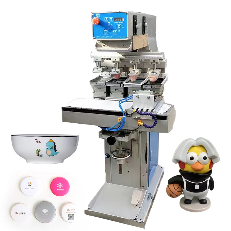 Four Color Pad Printing Machine With Oval Conveyor Toys Printing Tampo Print Machine Four Color for Skates Stamping Machine