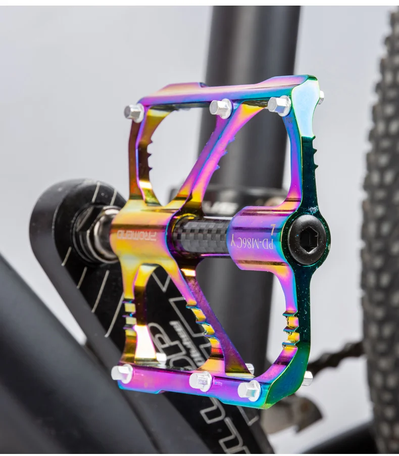 
PROMEND Carbon Spindle Rainbow Color Bikes Pedal Fast Fashion High End Bike Pedals 3 Bearing Carbon axle MTB Road Bicycle Pedals 
