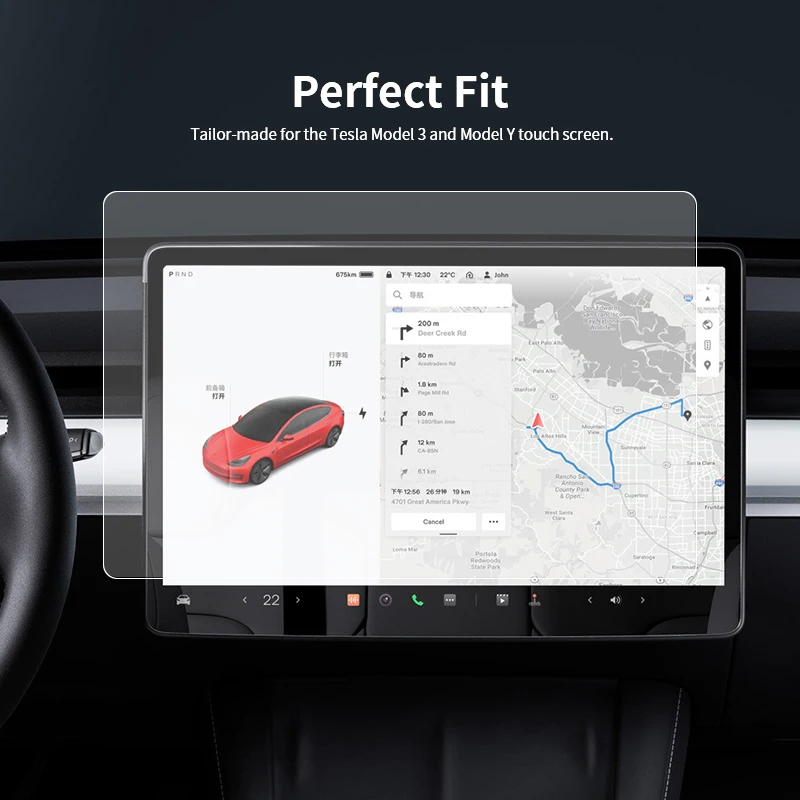 For Tesla Model Y Model 3 Screen Protector Soft Anti-Fingerprints PET HD Transparent Screen Protector for Car
