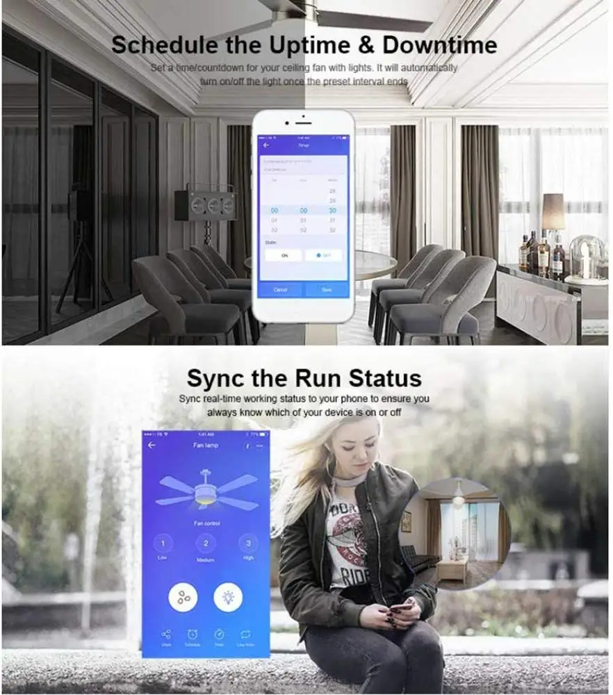 SONOFF iFAN03 RF Remote Controlled Fan Switch RM433 Remote Speed Adjustable Smart Fan WiFi Switches