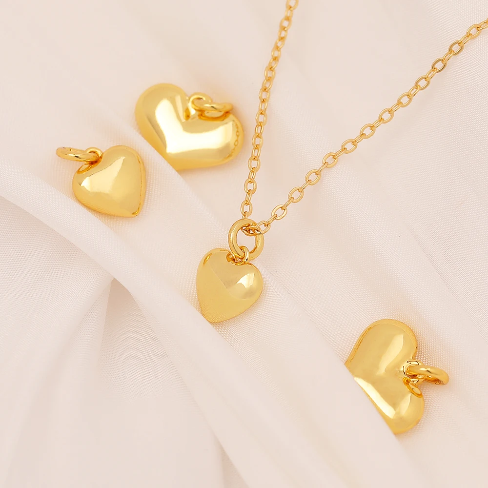 Super Good Texture Solid Copper Heart Pendant 18K gold plated charms couple love necklace pendant for jewelry making