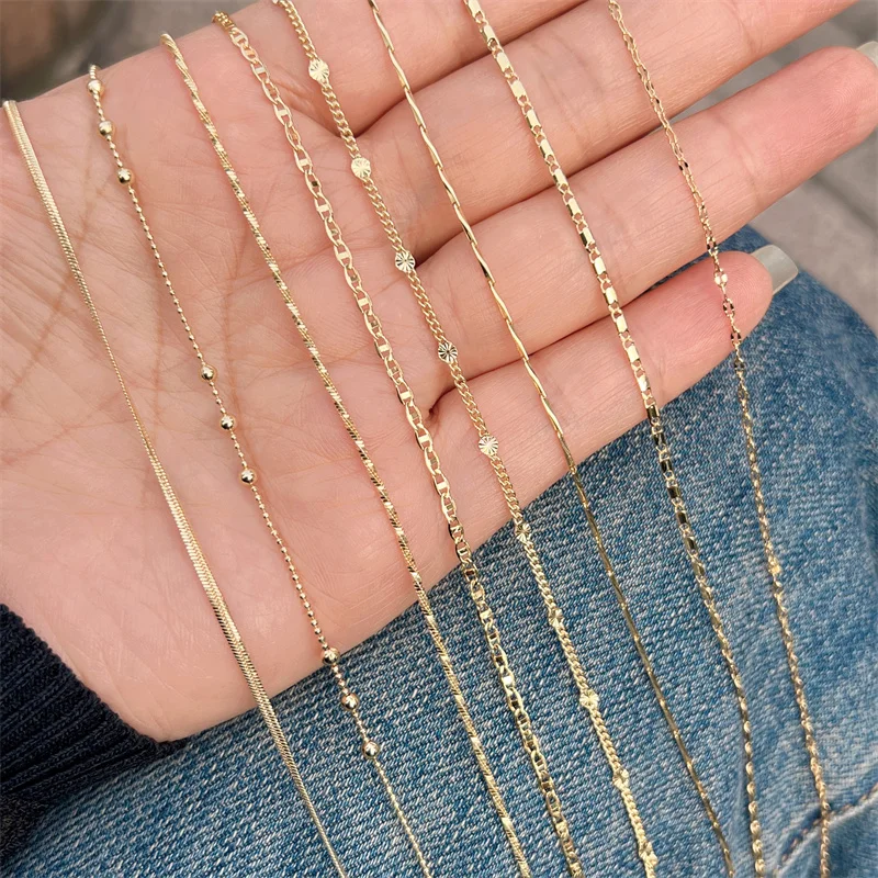 High Quality 24K Gold Plated Necklace Bulk Lot Chain 18inch 20inch Rolo Curb Figaro Jewelry Chain necklace wholesale