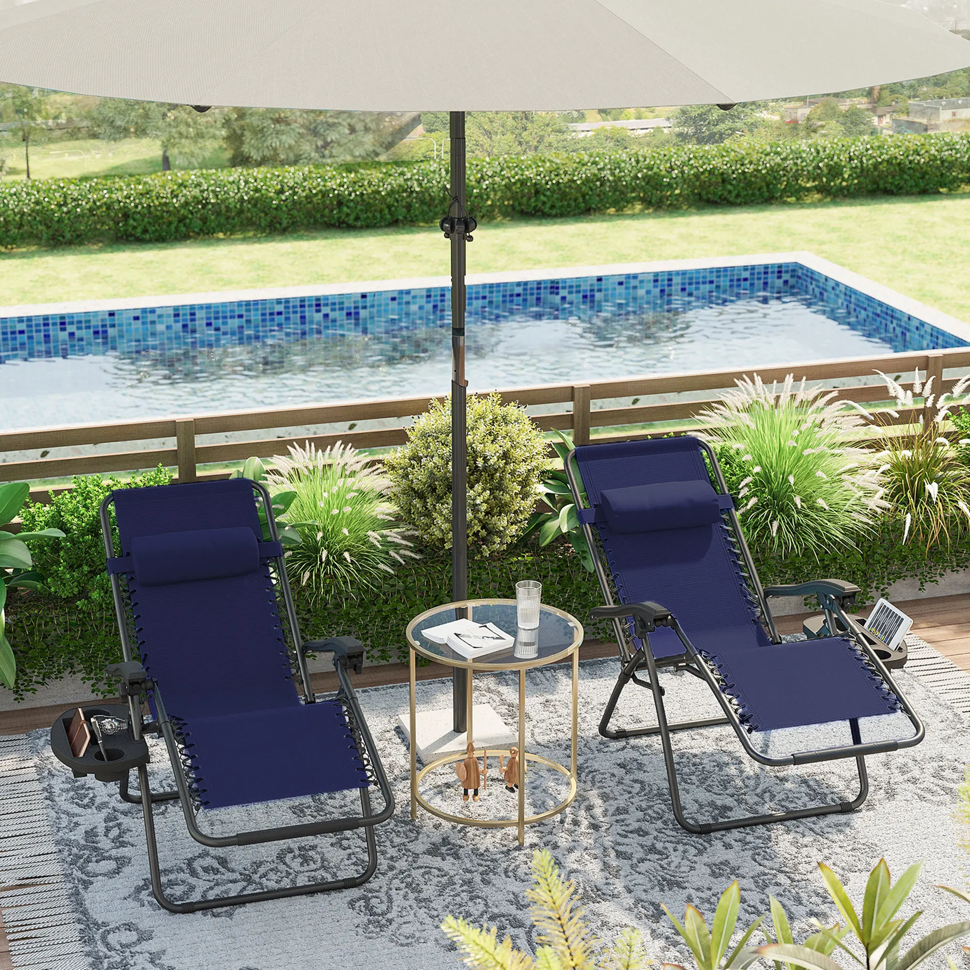 
 Factory Wholesale 2pcs Folding Portable garden Chair adjustable Leisure Beach chair perfect anti zero gravity chair recliner  