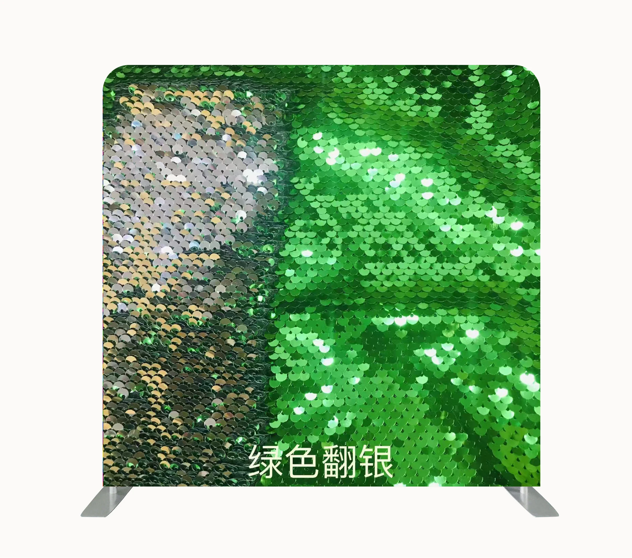 sliver fabric 8ft Aluminum Tube Stand Tension Fabric Pillowcase Cover Photo Booth Backdrop Customized Double-sided graffiti