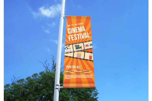 Bestful Signs Campaign Street light pole double sided banner with brackets and pole