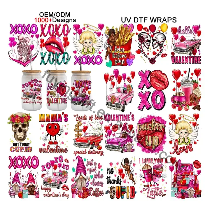 1000+ New Nice Custom Nurse UV DTF Cup Wrap Decal Sticker Uv dtf Cup Wraps Valentines for 16oz Libbey Glass wrap