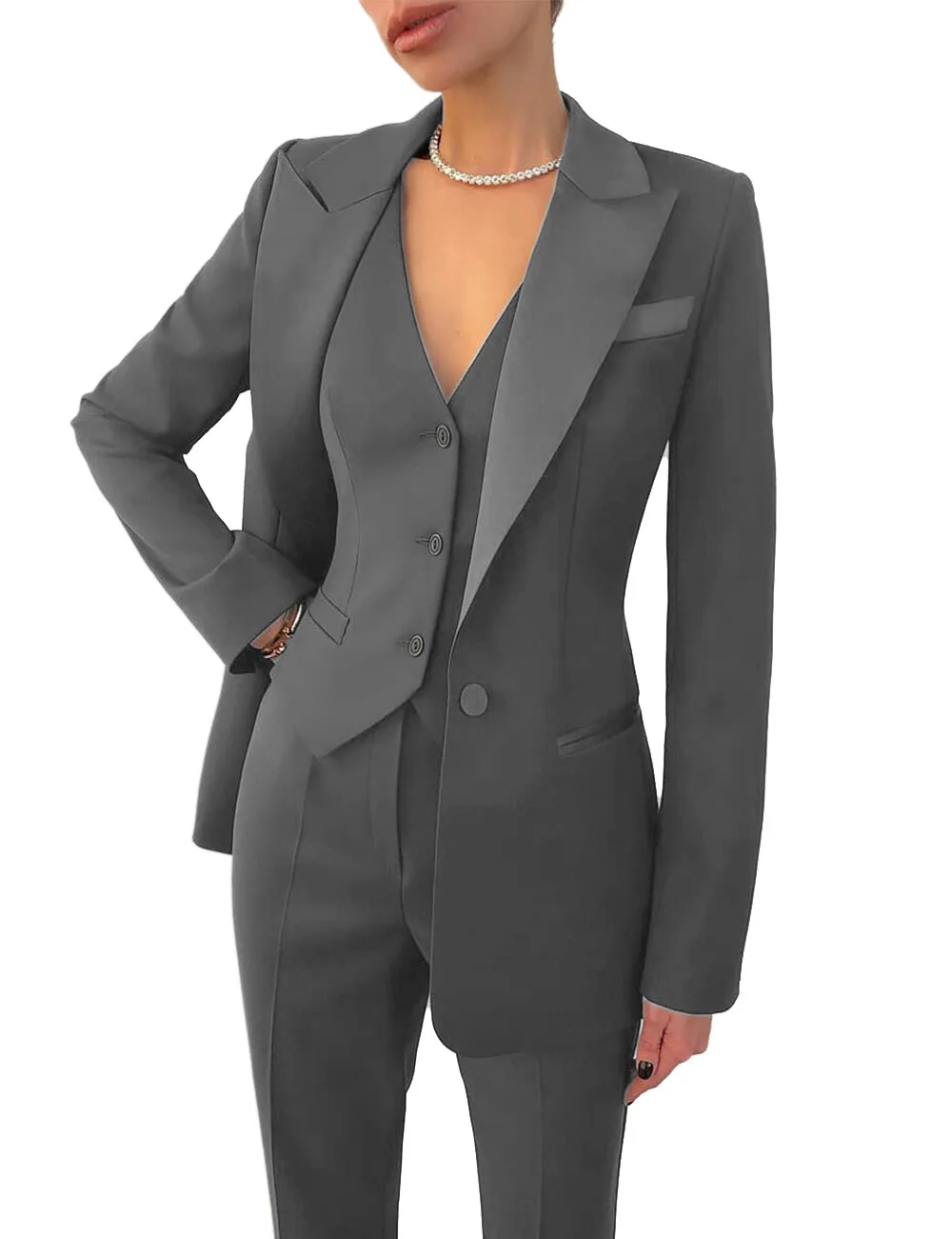 High Quality Fashion professional ladies suits office wear formal blazer+vest+pants set 3 pieces women set blazer and pants