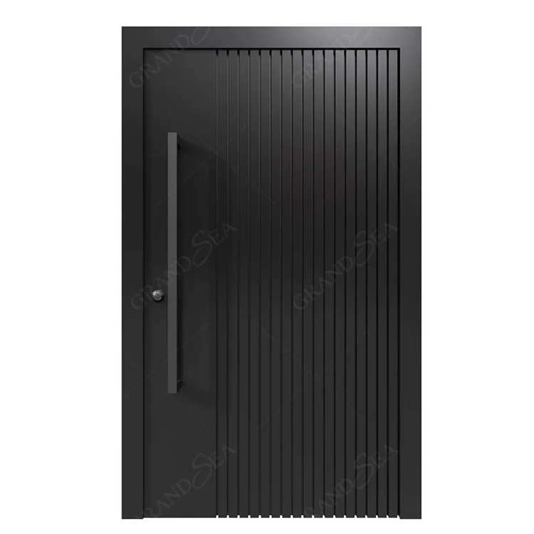 Apartment House Security Aluminum Door Pivot Center Front Door With Side Lights Modern Pivot Entrance Single Steel Door
