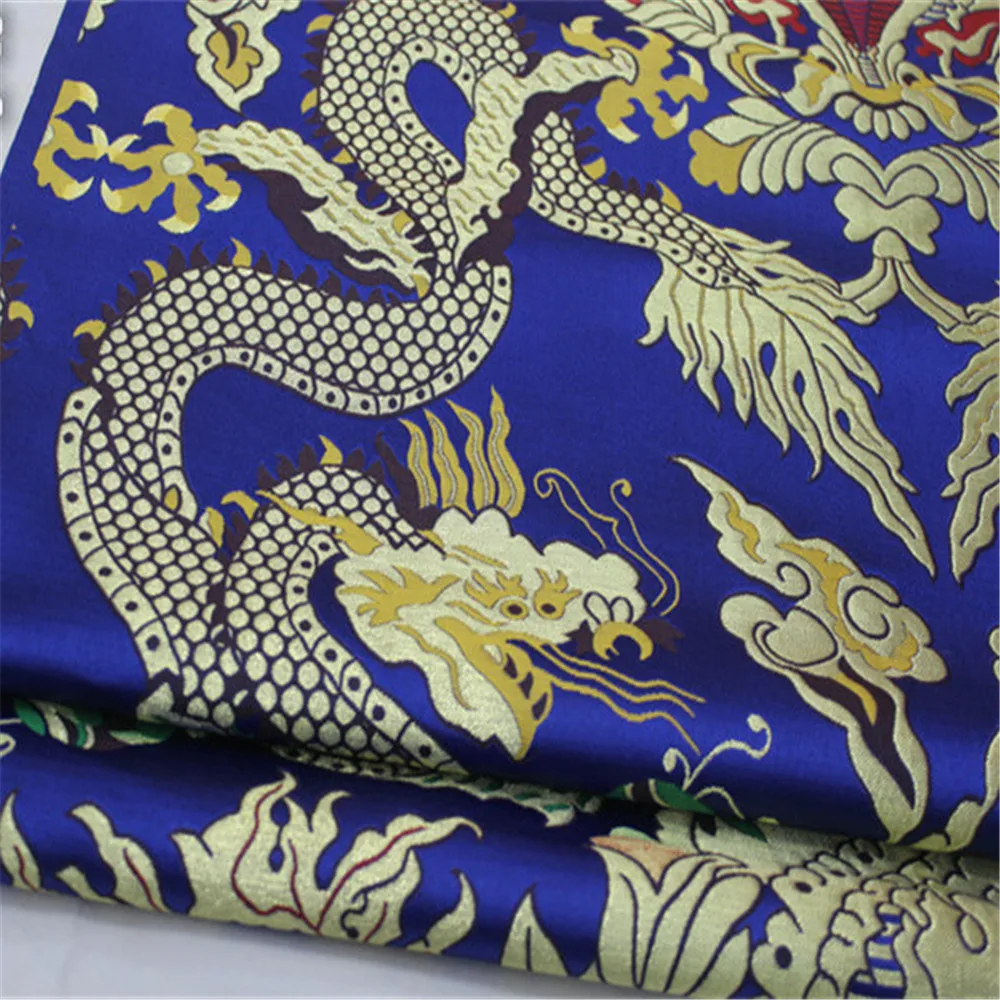 Hot Wholesale Dragon Hand Painting Jacquard Brocade Fabric 75cm Traditional for Cheongsam Clothes