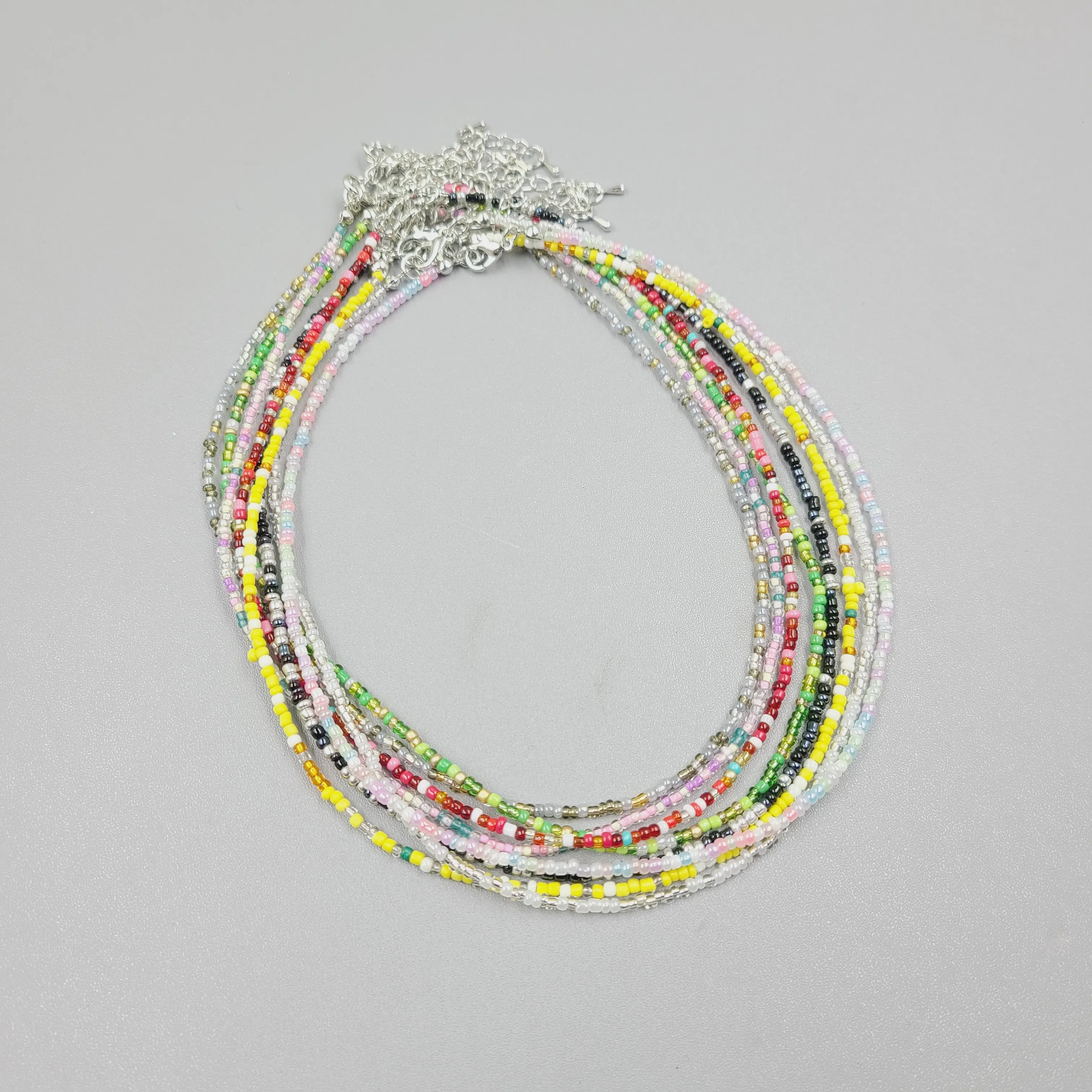 Bohemian Summer Jewelry Seed Bead Choker Necklaces Handmade Fashion Multicolored Rainbow Beaded Necklace For Gift
