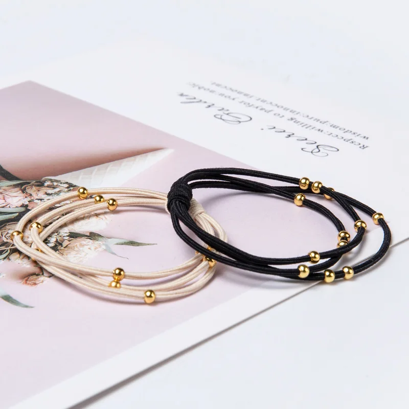 Korean version of the cream color basic simple new hair accessories sweet temperament hair rope