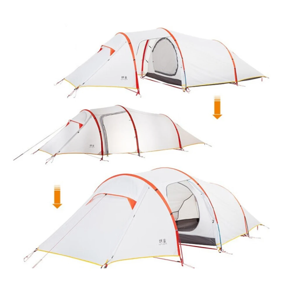 Ultralight 3 person Tunnel account outside camping equipment one bedroom one living room portable camping tunnel tent