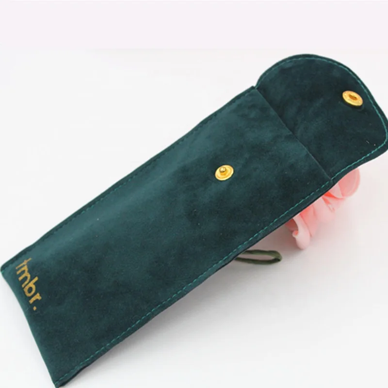 Темно-зеленая Замшевая сумка с принтом на заказ, длинный пенал из микрофибры для ручек и карандашей с клапаном