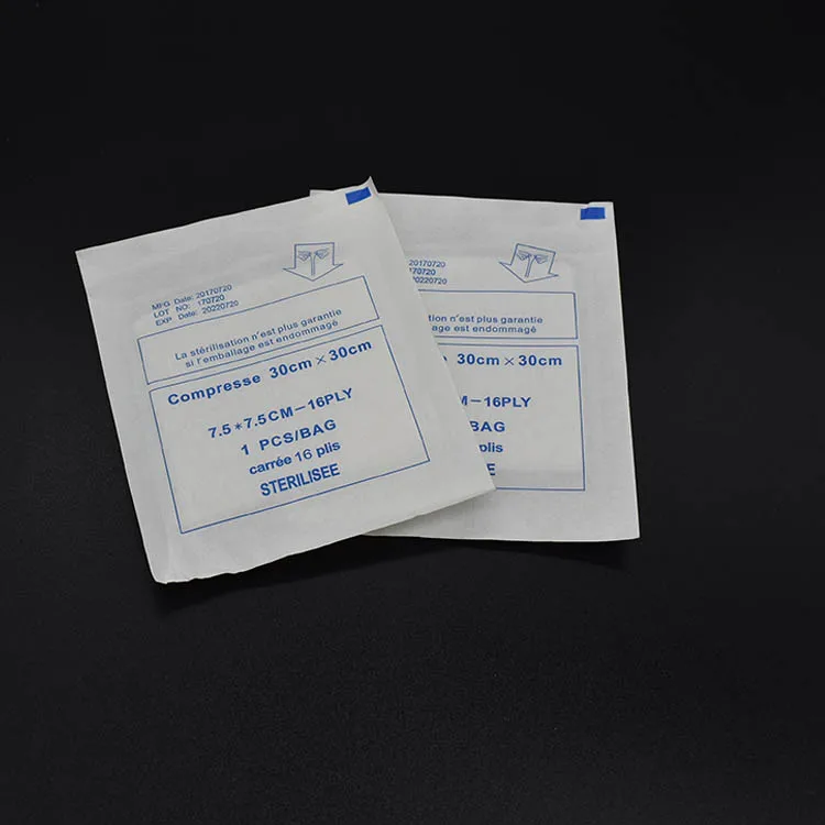 Surgical 100% Cotton sterile gauze swab compresse 30cmx30cm 16ply folded gauze
