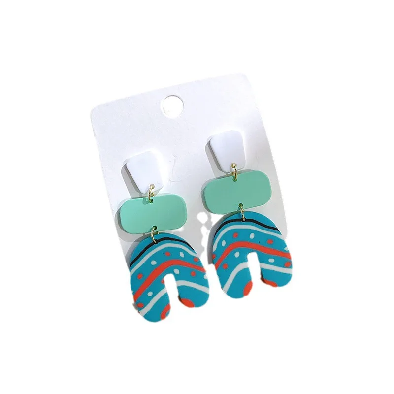 2023 Polymer Clay Jewelry U-shaped Polymer Clay Earrings Handmade Soft Round Statement Earrings Polymer Clay Earrings