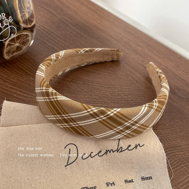 Korean Fashionable Retro Plaid Headband French Simple Hairband  New headbands for women designer accessories