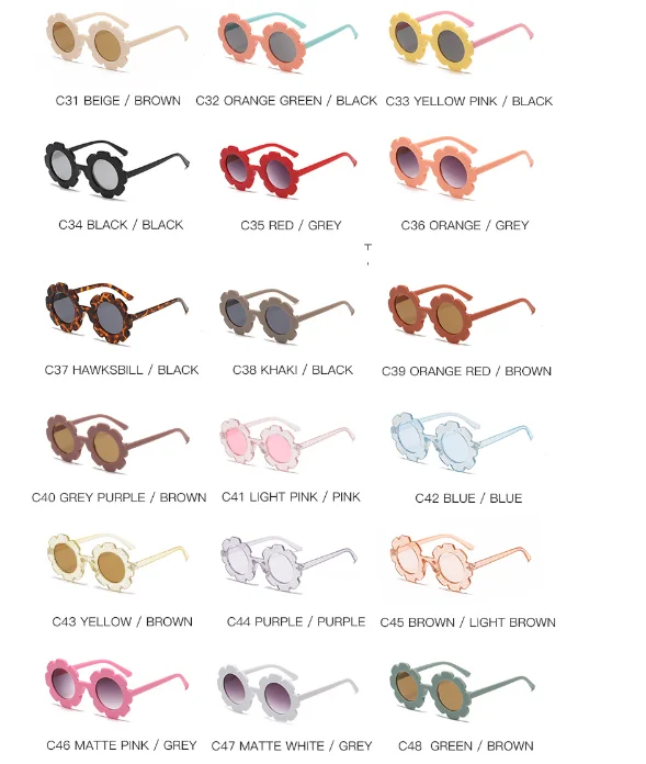 Wholesale Candy Color Sunflower Shape Vintage Glasses UV Protection Cute Child Kids Flower Toddler Little Girls Sunglasses