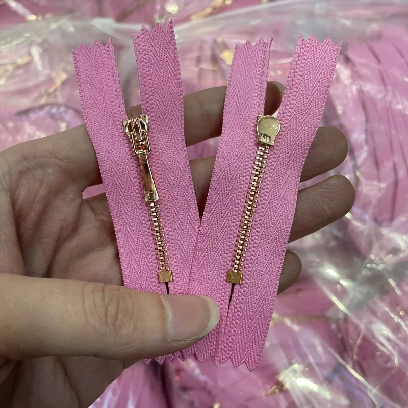 Custom rose gold zipper mini size DIY sewing accessories tailoring garment mini #1 close end metal zipper for doll costume