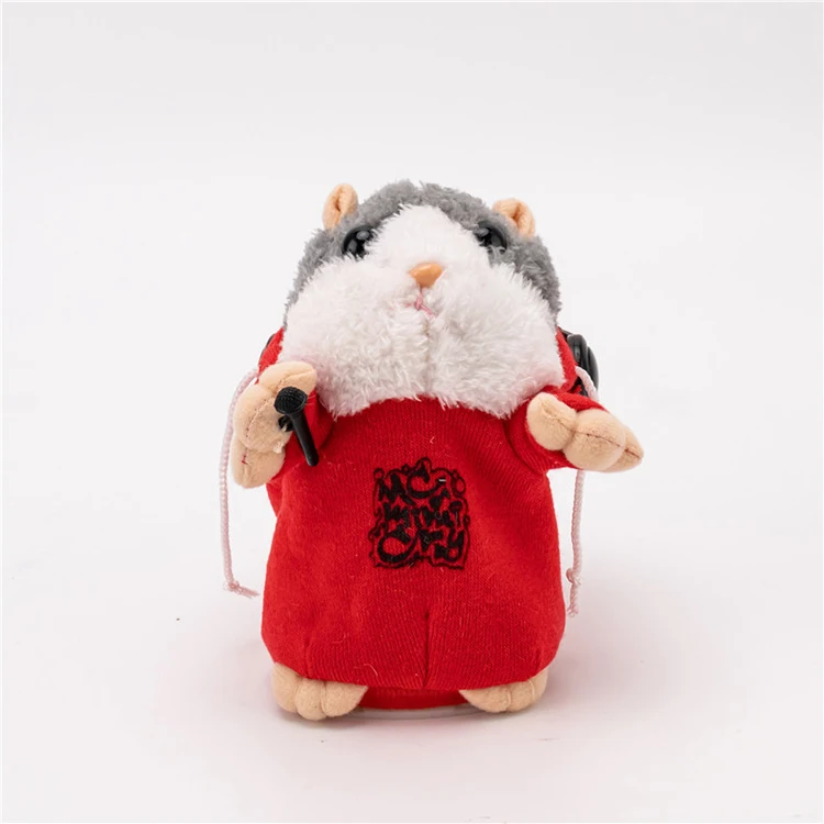 Cute talking hamster plush toy with hat and cloth recording toys
