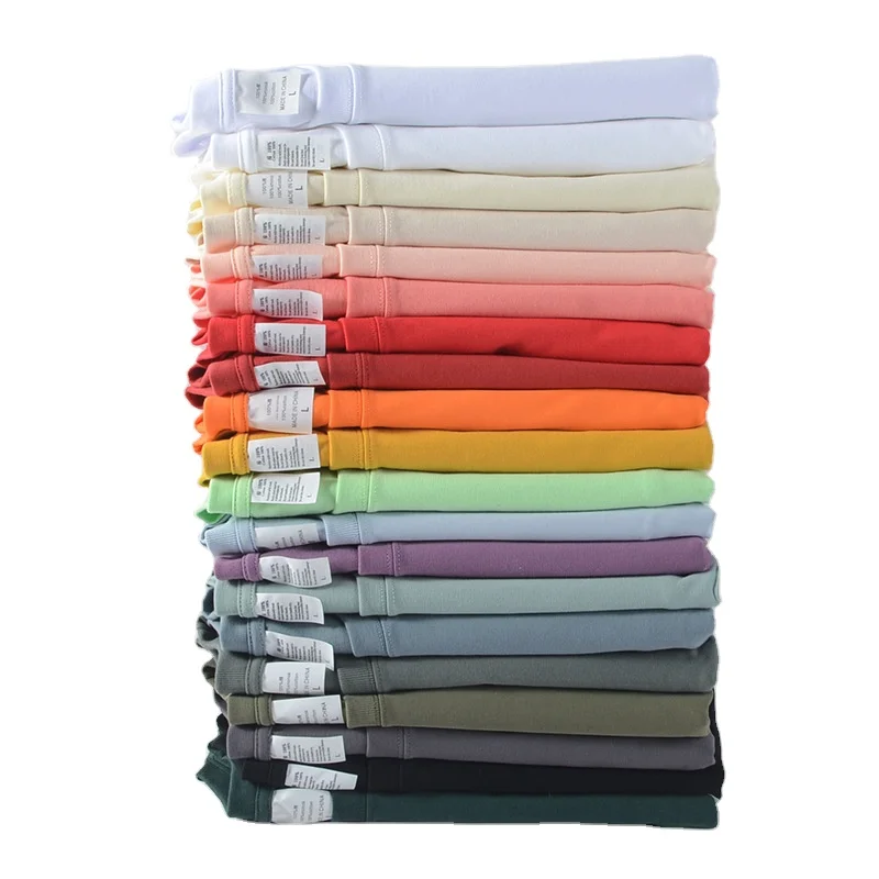 T-shirt Tshirt Lovers Round Neck Loose Drop Shoulder Short Sleeves Casual Heavy Seamless Tube Woven Cotton Blank Men 260 Grams