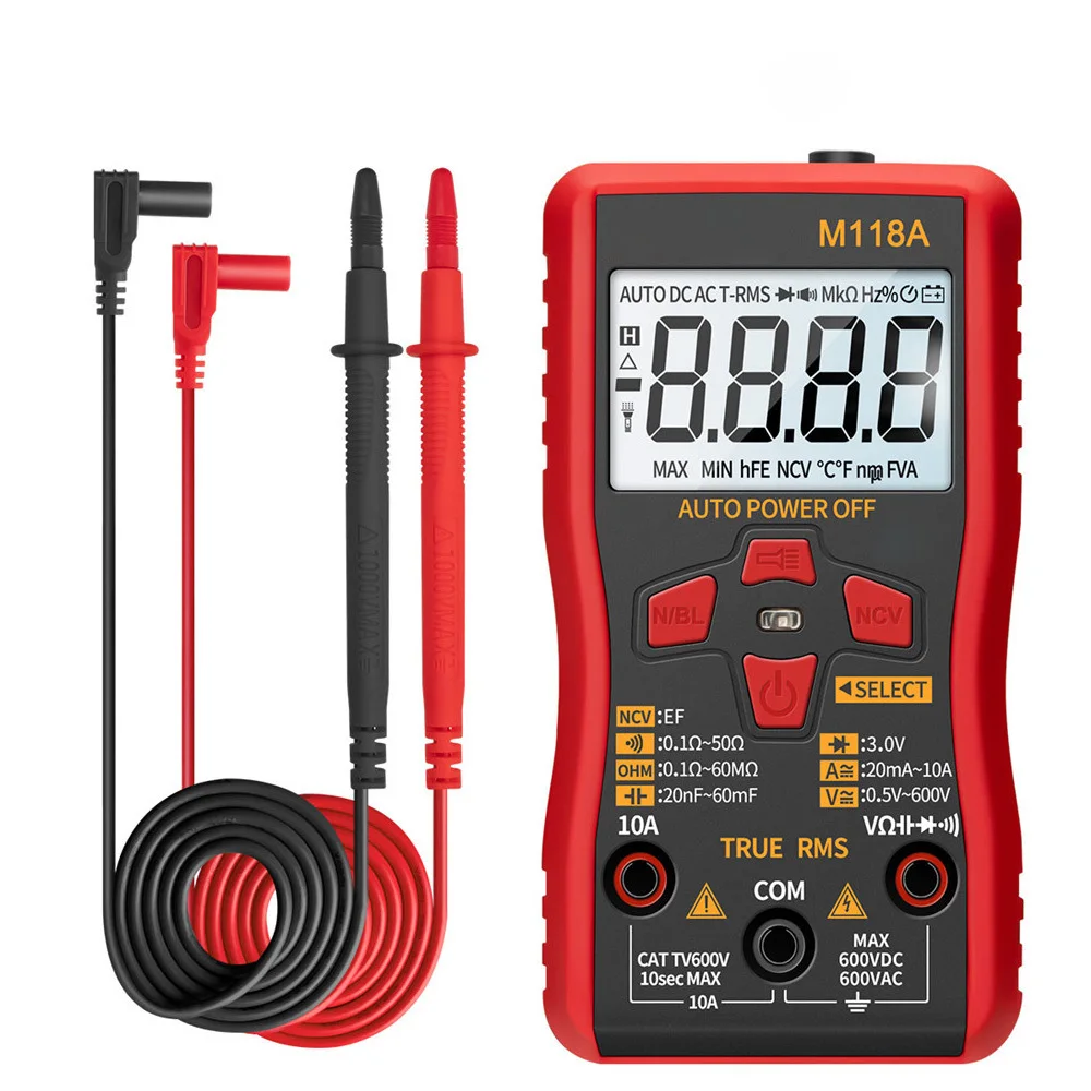 Electrical Instruments Digital Multimeter Smart Tester Mini M118A with NCV Data Hold Flashlight Auto Mmultimetro True Rms Trani