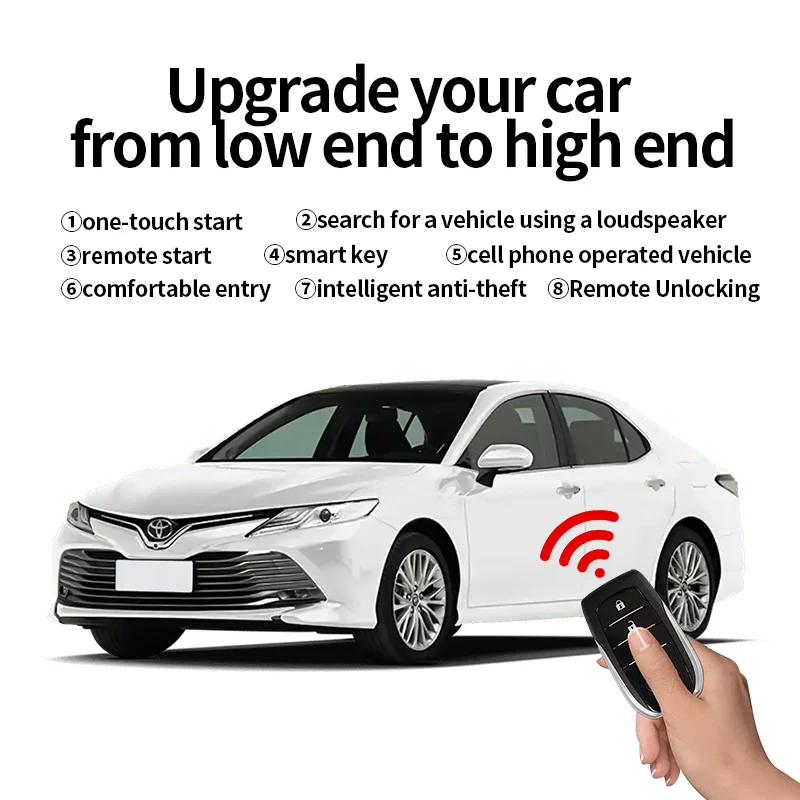 For Toyota 18-23 Camry Car Alarm With Autostart Push One Button Auto Start Stop Keyless Entry System Smart Key Phone Remote Kit
