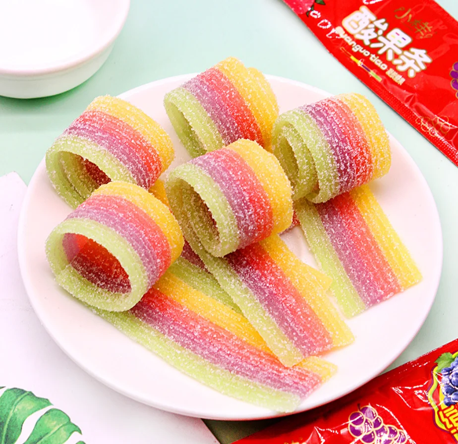 Hot Sale Rainbow Roll Candy Sweet and Sour Chinese High Quality Child Snack Soft Gummy Candy