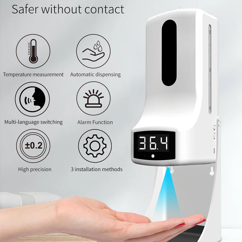 K9 Pro Auto Hand Sanitizer Alcohol Disinfection Automatic Liquid Soap Dispenser With Thermometer Sensor