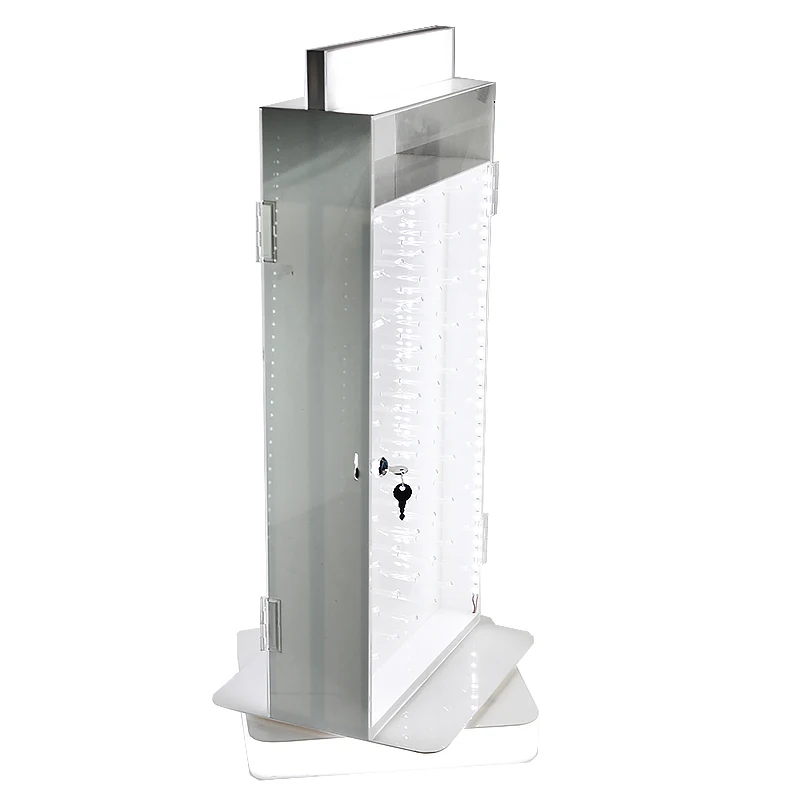 Custom Counter Rotating Acrylic Hook Jewelry Display Stand, Spinner Acrylic Keychain Jewelry Display Rack