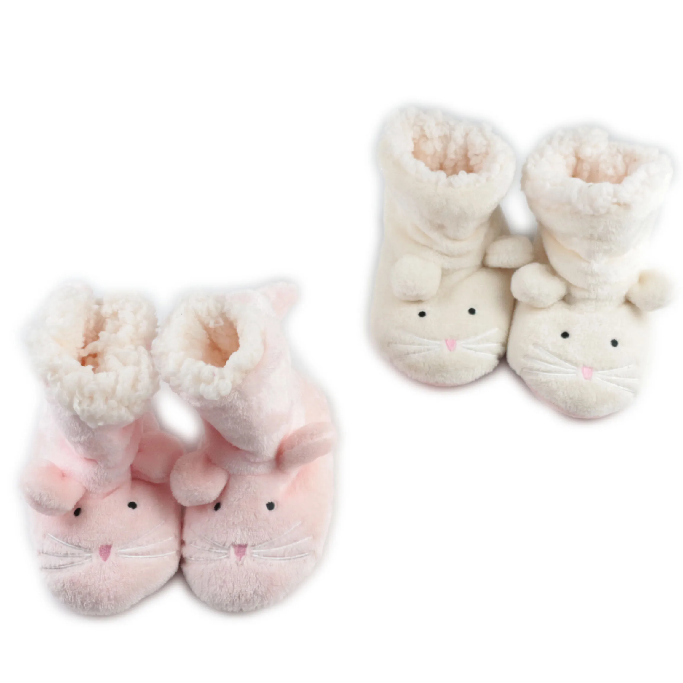 Cat head shape, coral fleece warm ladies cotton boots