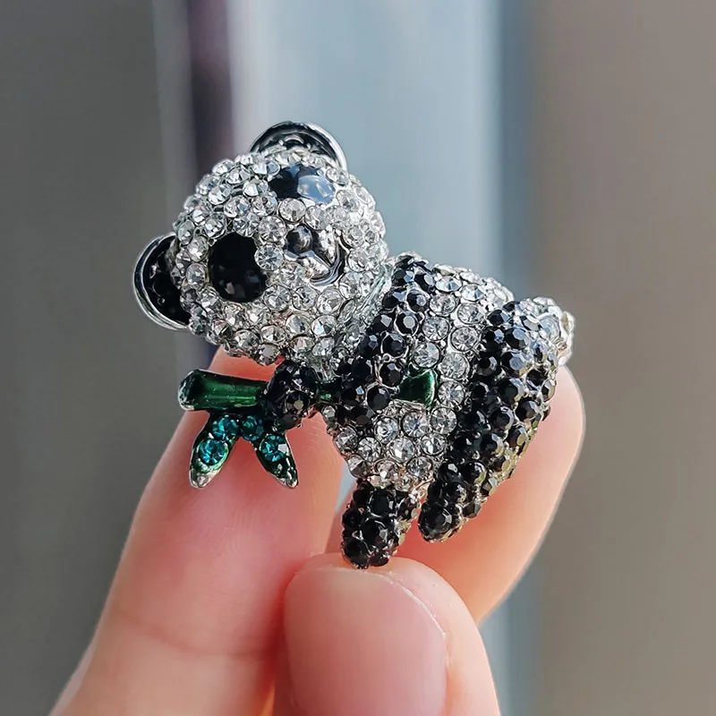 Alloy Panda brooch Cartoon animal rhinestone enamel brooch