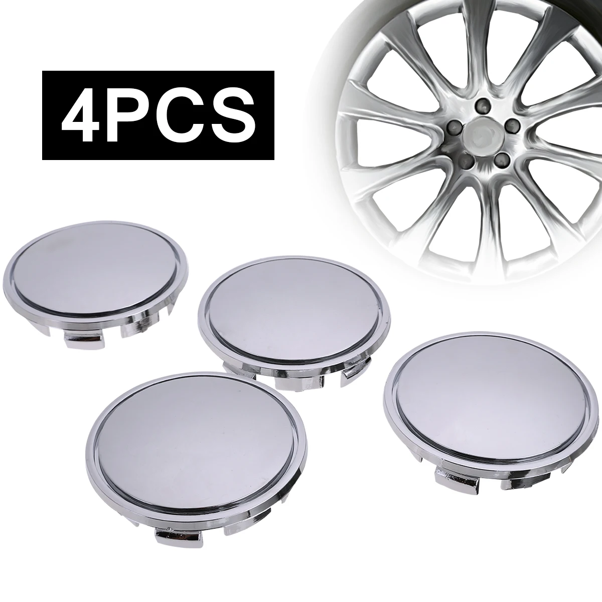 4pcs 65mm Universal Plastic Car Wheel Center Hub for Cap Cover Silver No Logo