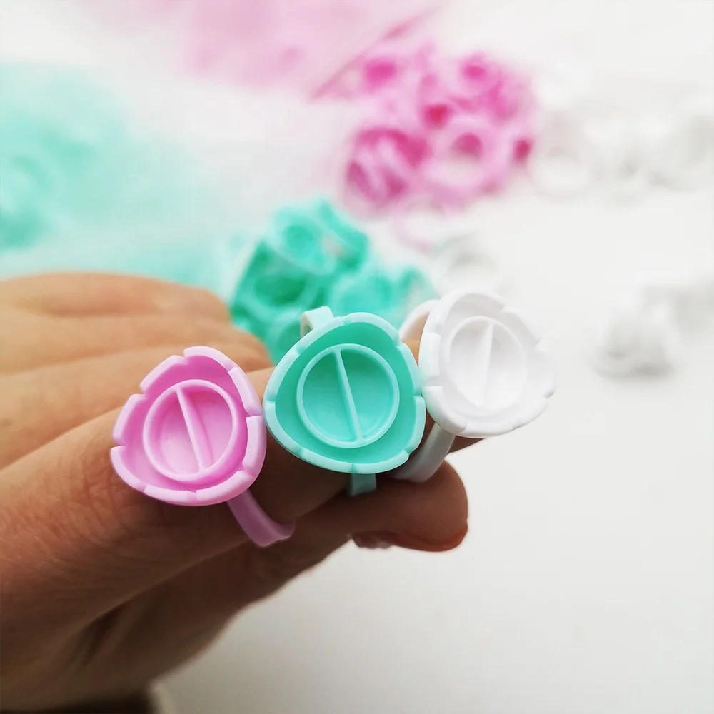 Meecil Wholesale Cheap Plastic Glue Ring Various Size and Styles Lash Glue Ring Custom Package Glue Ring for Eyelash Extension