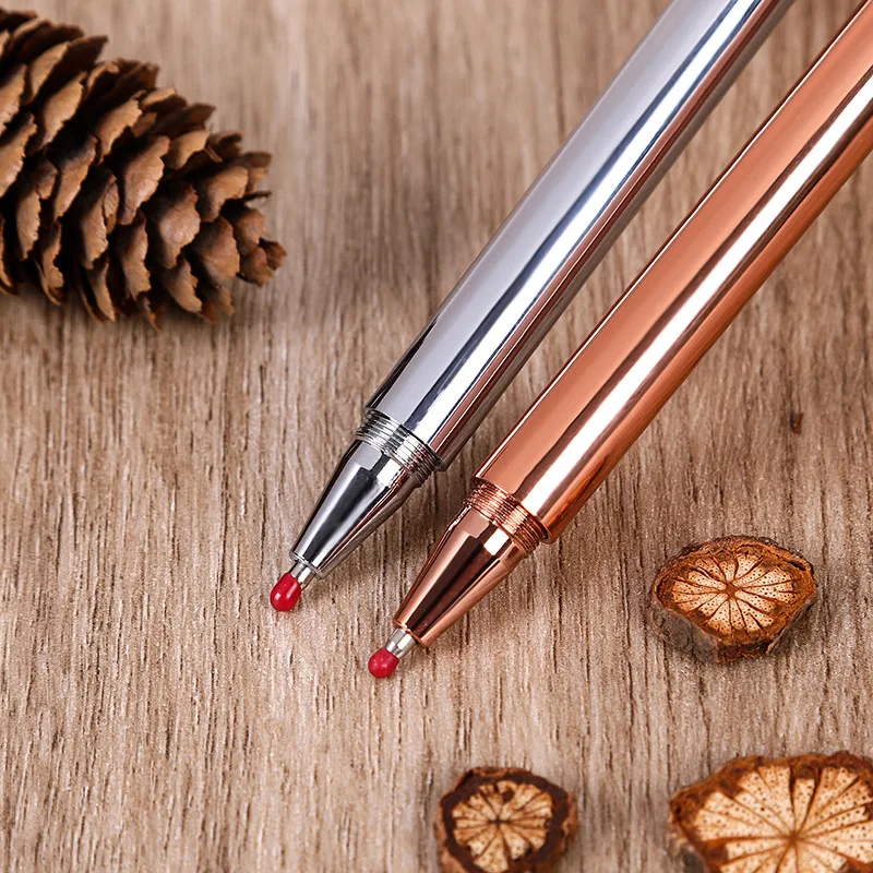 Full rose gold full chrome metal pen round barrel metal gel ink pen
