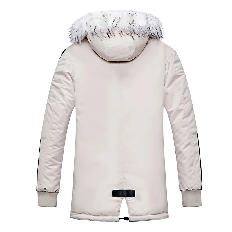 
Wholesale Mens Winter Parkas Coats Fashion Mid Long Padded Warm Coat with Big Fur Hood 