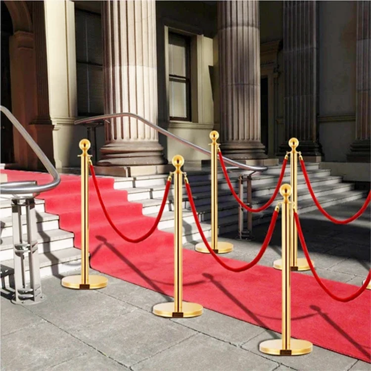 Traffic crowd control walkway gold queue bollard red carpet velvet rope poles stands post barrier stanchion