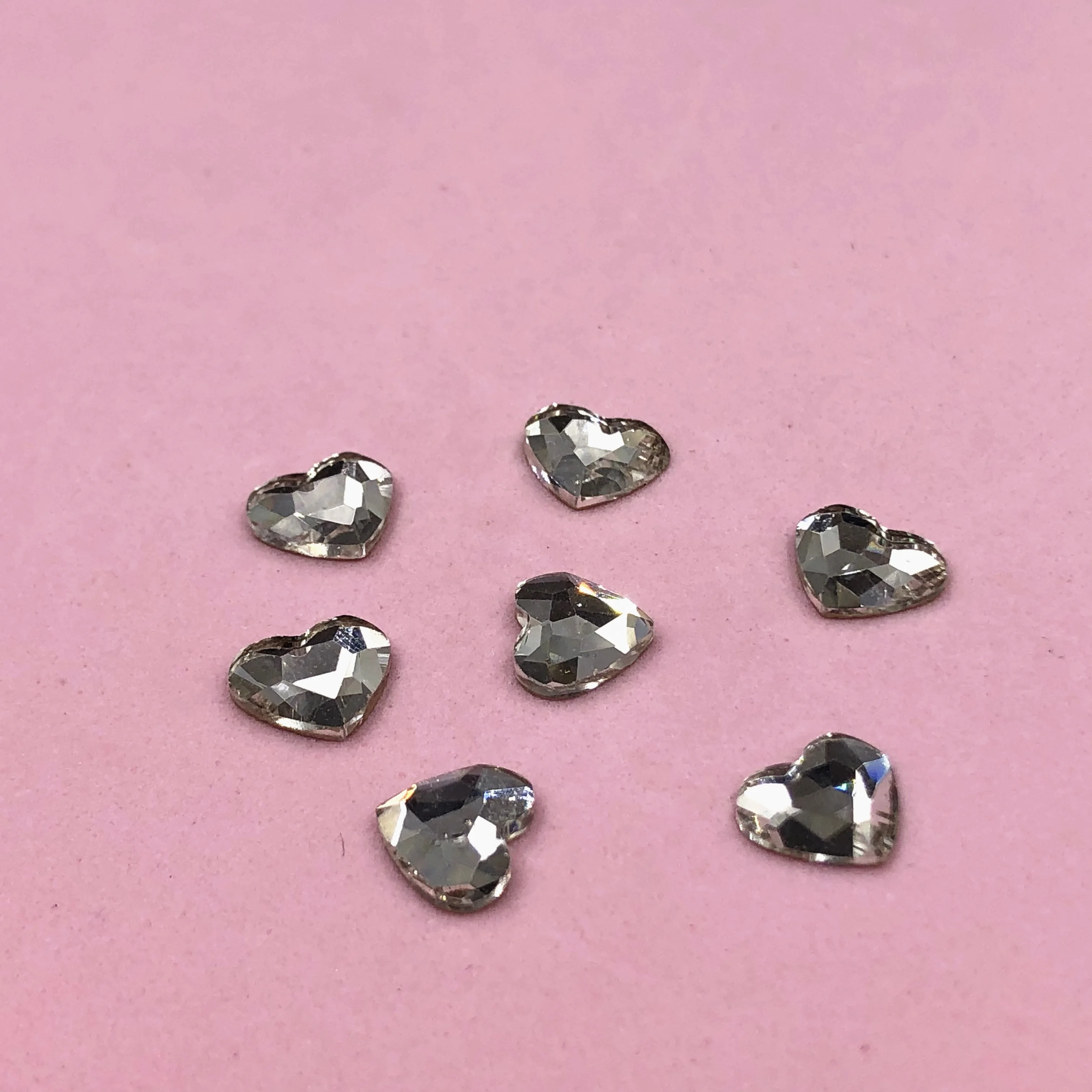 Glass Heart Shape AB Non Hot-fix Rhine Stone Loose Gems Large Flat Back Crystals Rhinestones