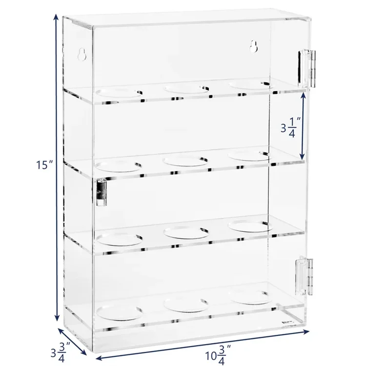4 Tiers Sport Storage Stand Boxes Wall Mounted Acrylic Magnetic Baseball Display Shelf Case with Cover