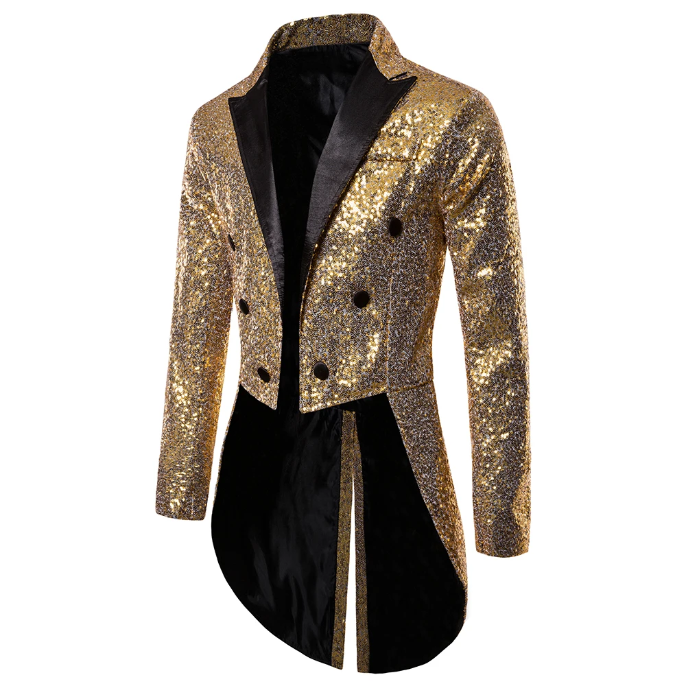 Men Shiny Sequin Glitter Embellished Blazer Jacket Men Nightclub Prom Suit Blazer Costume Singers Stage Clothes Tuxedo mujer