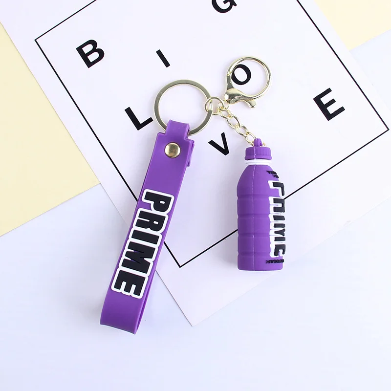 Fashion Prime Drink 3D Rubber Keychain Cute Bottle Key Chains For Men Women Ornament Car Bag Pendant Keyring Accessories Gift