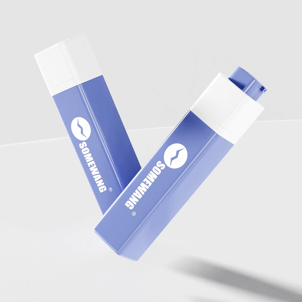 Custom Liquid Square Foundation Bottle as Plastic Airless Container with Pump Sealing and Logo Printing for Cosmetic Packaging