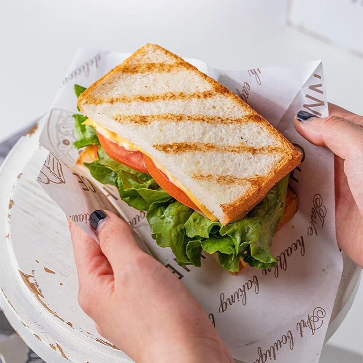 Оптовая продажа упаковка для пищевых продуктов с логотипом и размером под заказ бургеров Восковая бумага жиронепроницаемая оберточная покрытием