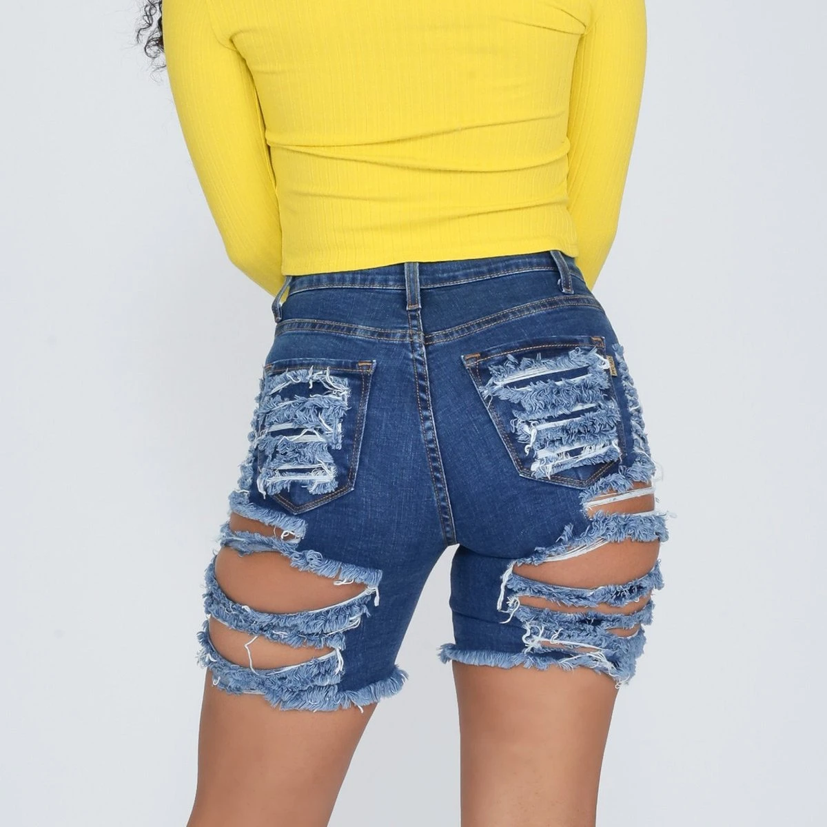 
Casual street wear short hollow out jean ripped shorts straight hole womens denim short 